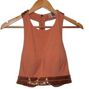 Mignon Orange Sleeveless Embellished Hemline Party Tank Tops Women's Size 4